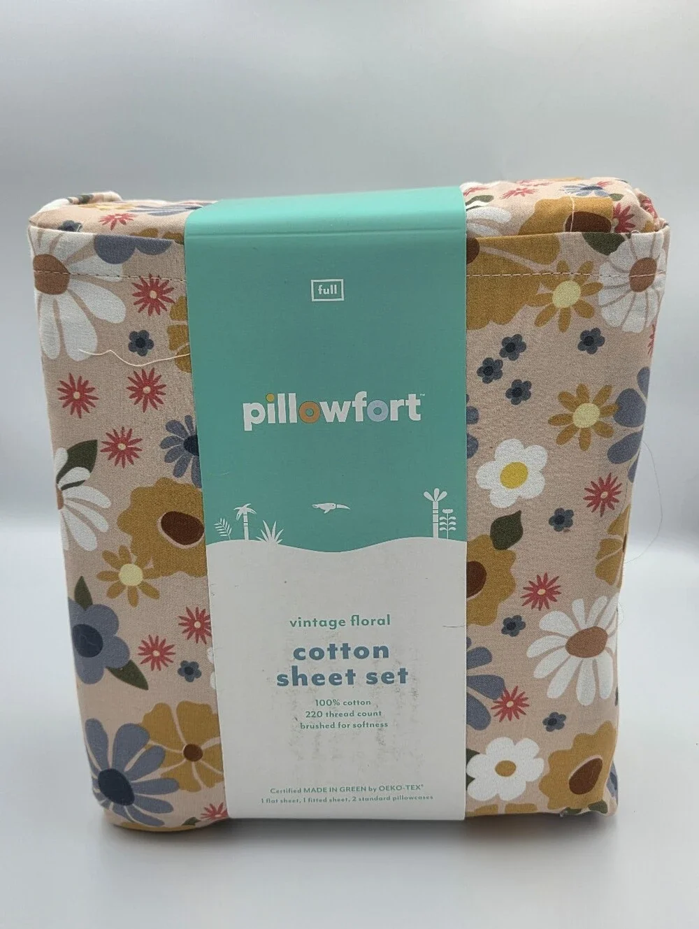 pillowfort Vintage Floral Cotton Sheet Set Full, Cream Floral Nwt